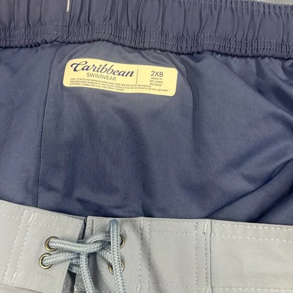 Caribbean Big & Tall 2XB Cargo Swim Trunks Mens Lined Indigo Blue Shorts 9" - Picture 5 of 8